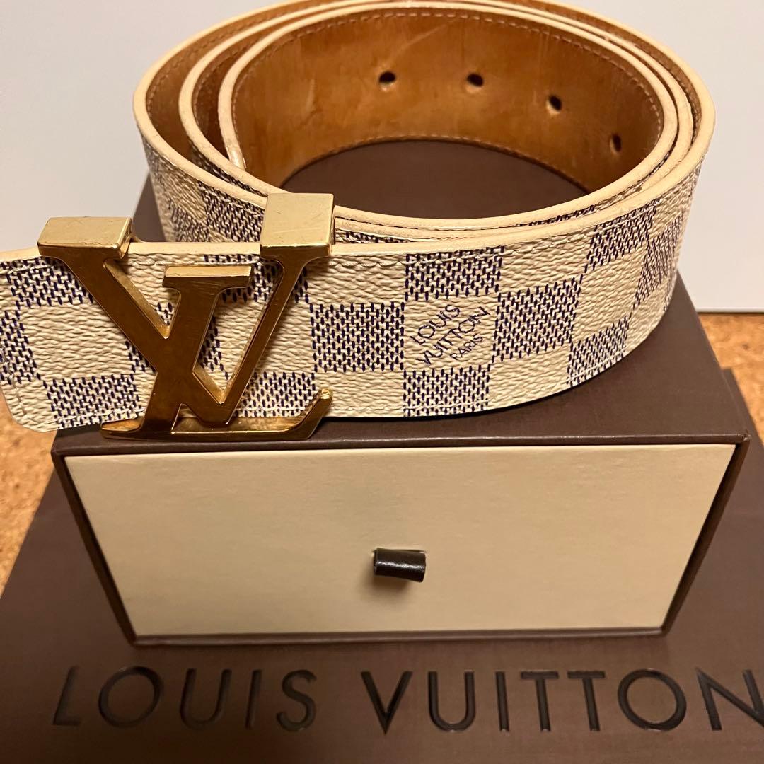 【正規店美品】Louis VuittonベルトイニシャルLV アズールキャンバス