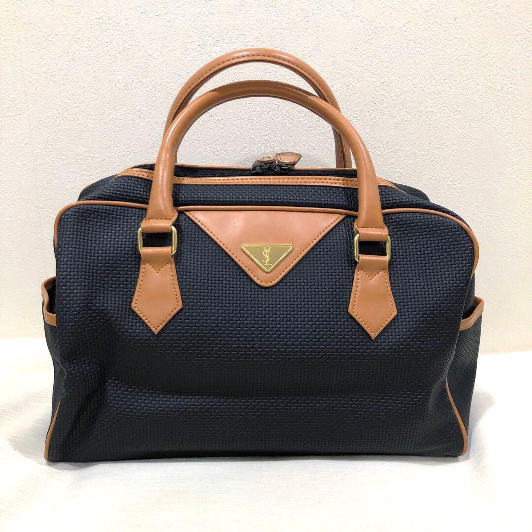 YSL イブサンローラン ヴィンテージ ミニボストンバッグ レザー調 バイ