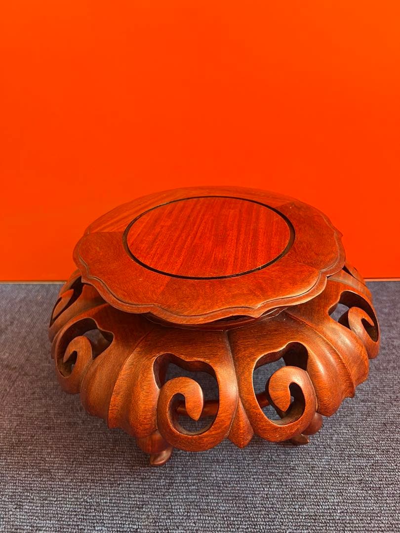 1049 唐木　花台　美品 在庫新品 唐木 花台 紫檀 向井作 木蓮 高卓 高さ36 伝統的工芸品 大阪