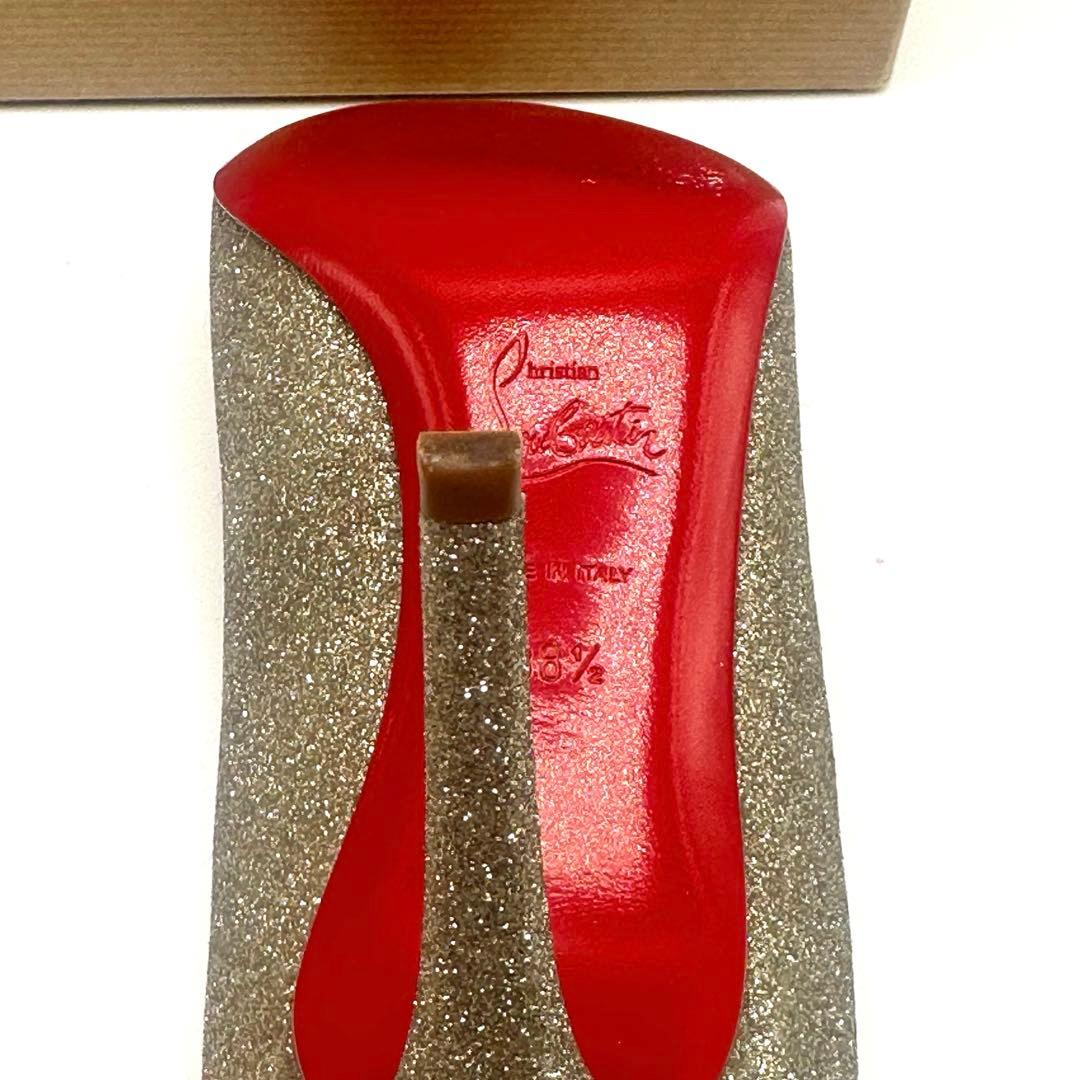 美品　クリスチャン　ルブタン　オープントゥ　グリッター　ハイヒール　25.5cm