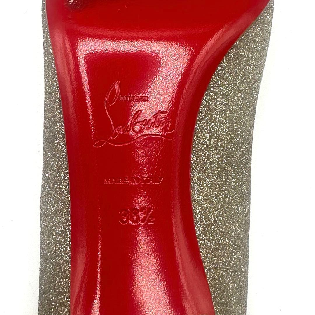 美品　クリスチャン　ルブタン　オープントゥ　グリッター　ハイヒール　25.5cm
