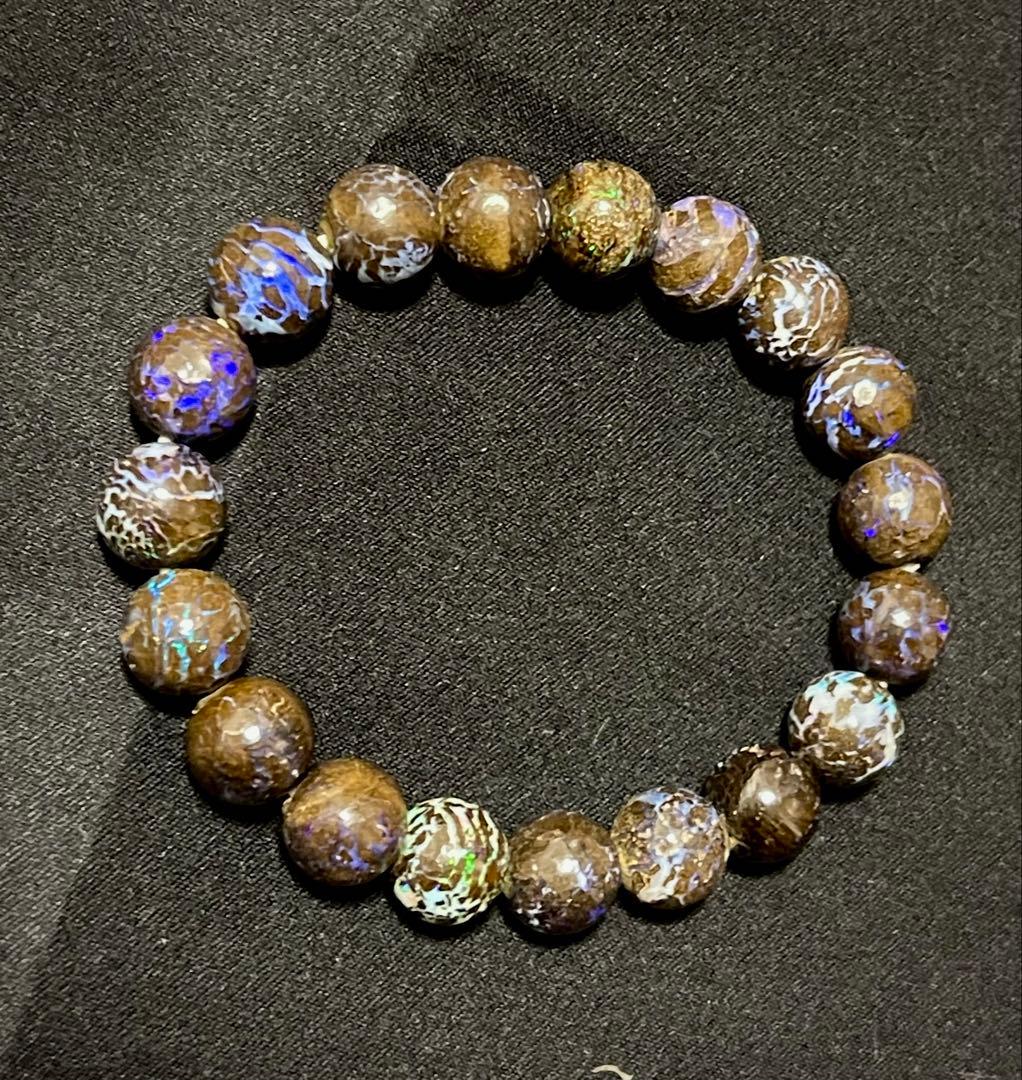 【極上品質】ボルダーオパール ブレスレット 10mm｜遊色入り・天然石