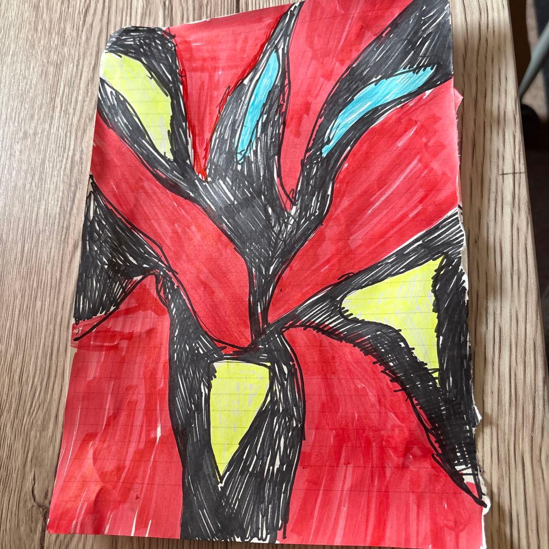 水彩画 抽象画 赤 黒 青 黄 水彩画 抽象画 赤 黒 青 黄 抽象芸術 壁アート オリジナル絵画 9x12