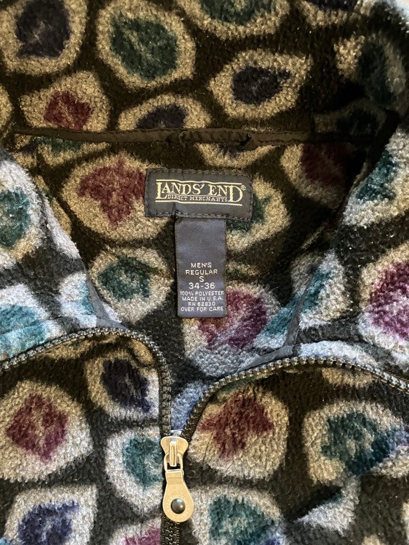レア 90s lands end 総柄フリース