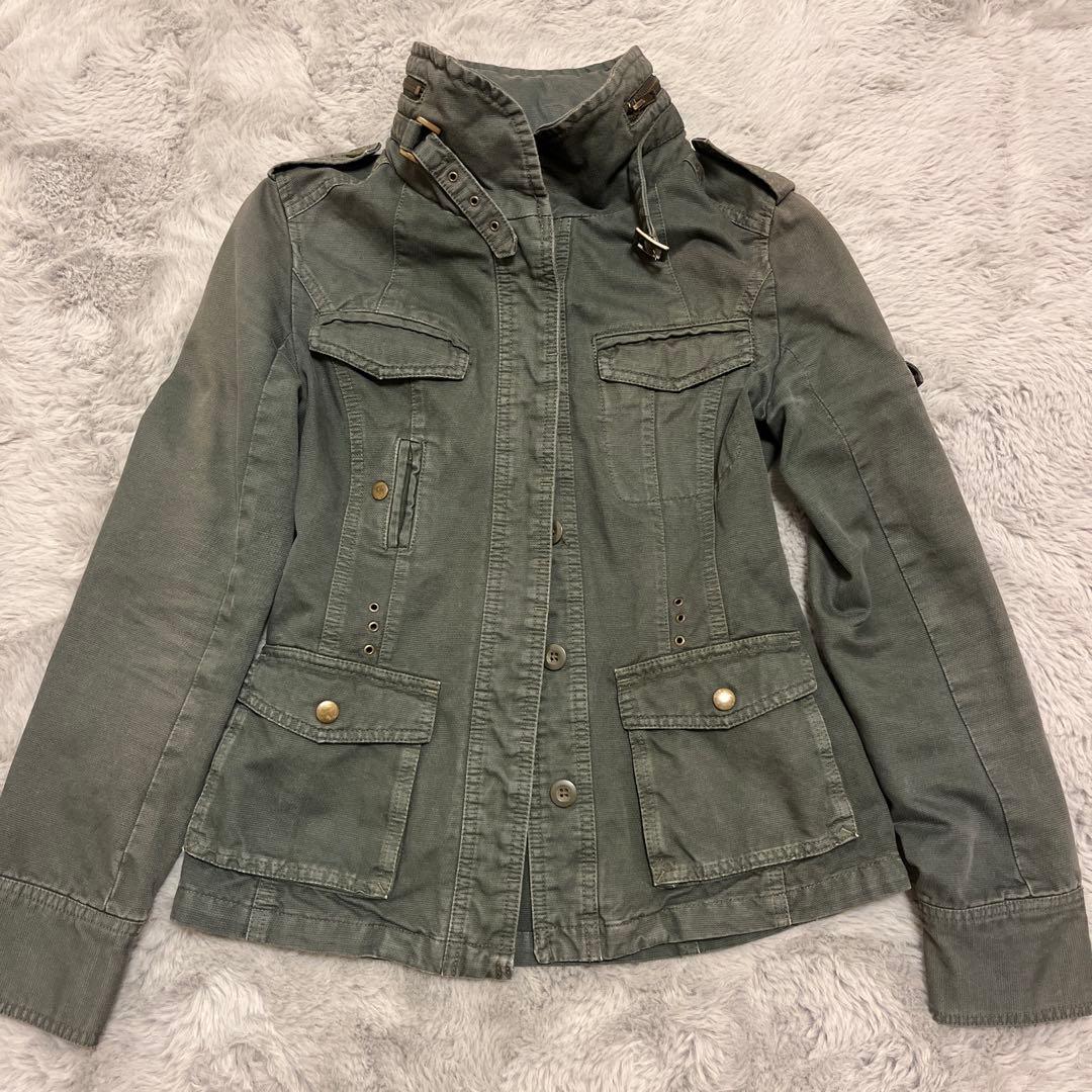 Y2K グランジ パンク ロック ミリタリージャケット カーキ