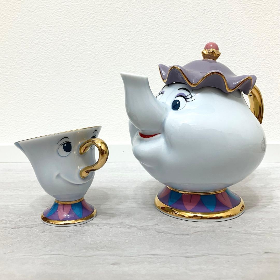 希少・陶器】TDL 美女と野獣 ポット夫人 チップ ティーセット【当時物