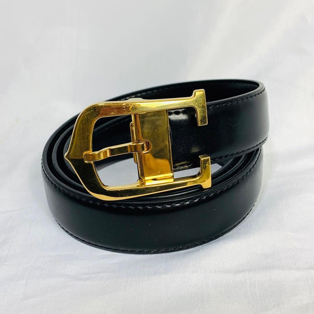 美品　カルティエ アルディロン Cアロンジェ レザー　ゴールド　黒 Cartier（カルティエ） メンズ ベルト □ (80〜90cm) タンク アル
