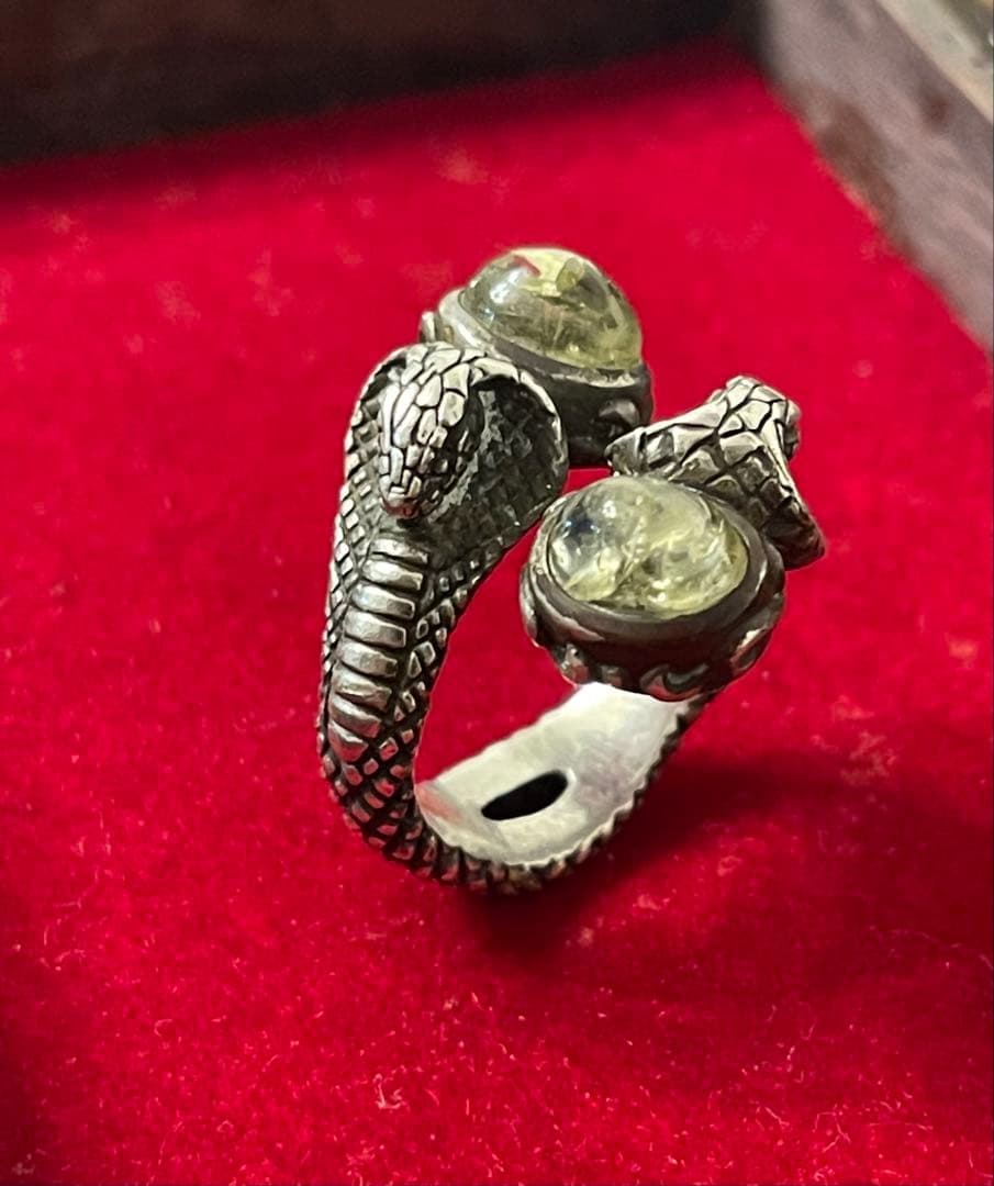 bizarre ビザール　コブラ　リング　蛇 グリーンアンバー　13号