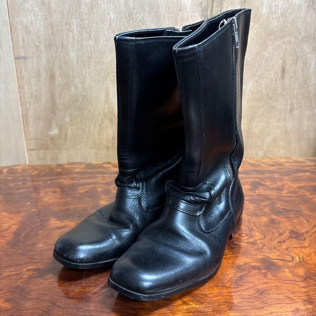 ブラックレザー ミリタリーブーツ ジッパー付き　26㎝　0202o189