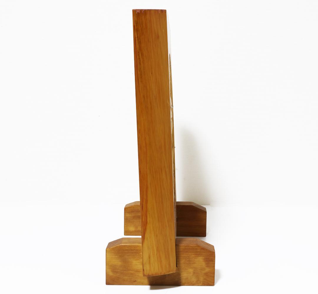 衝立一体・手彫り】木彫 仏像 高さ36cm｜玄関・棚に置ける一点物