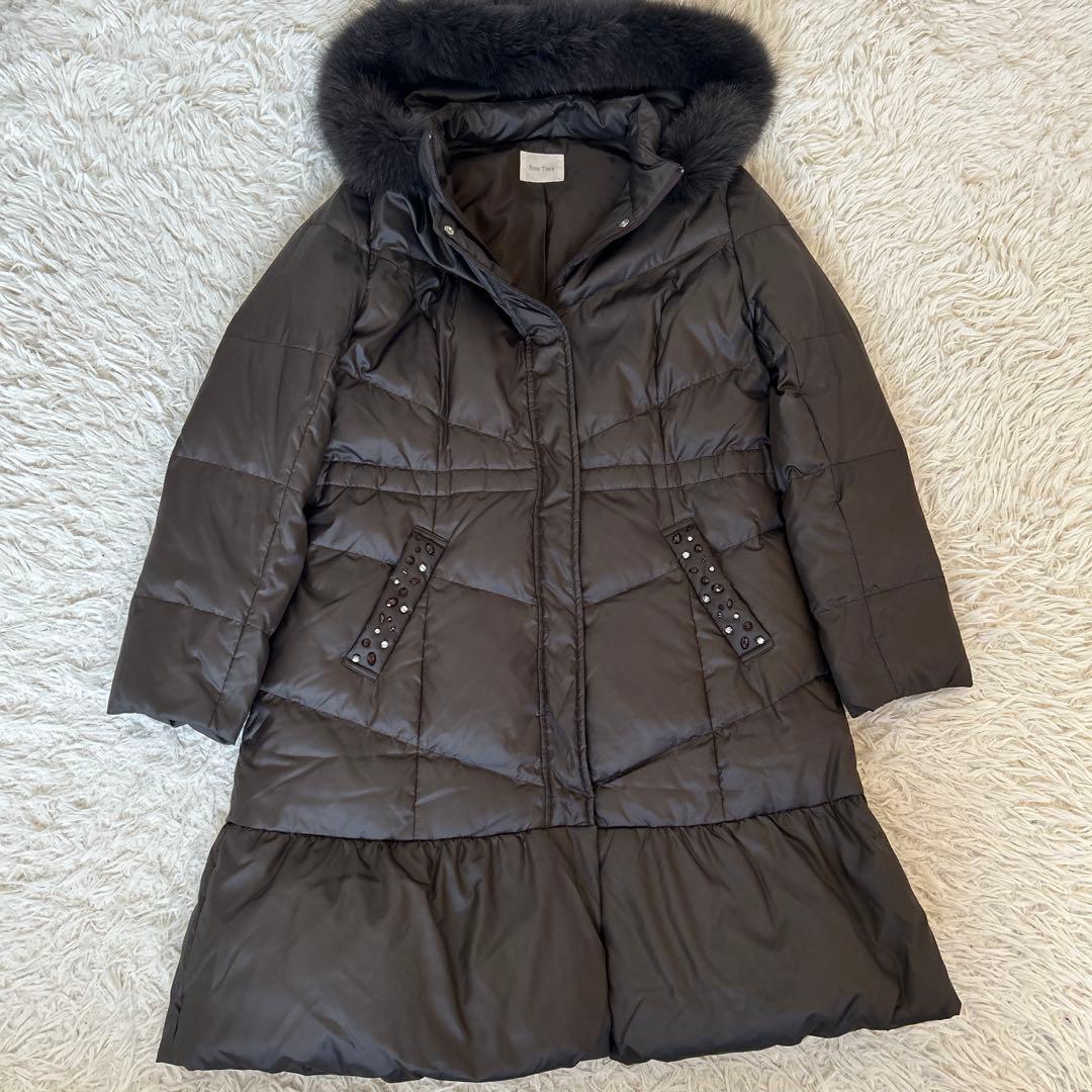 専用　ローズティアラ　ロングダウンコート　XL フォックス　ビジュー　42