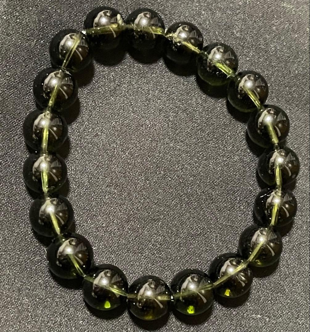 【鑑別予定】超希少モルダバイト ブレスレット10mm×19粒｜深緑・高透明