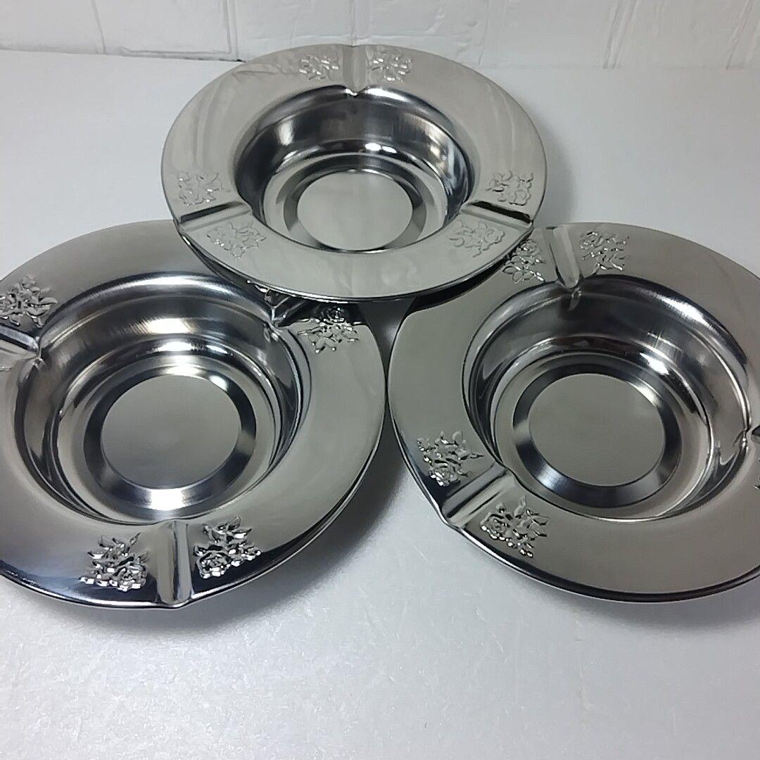 未使用 レトロ アルミ灰皿 薔薇 小物入れ アクセサリー入れ 灰皿 3個