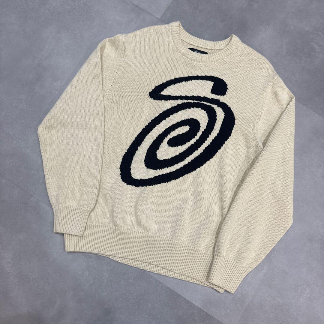 STUSSY スワールロゴ ニットセーター M アイボリー