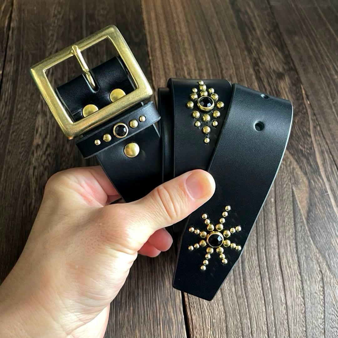 スタッズギャリソンベルト 牛ヌメ 真鍮 38mm HTC CALEE - メルカリ