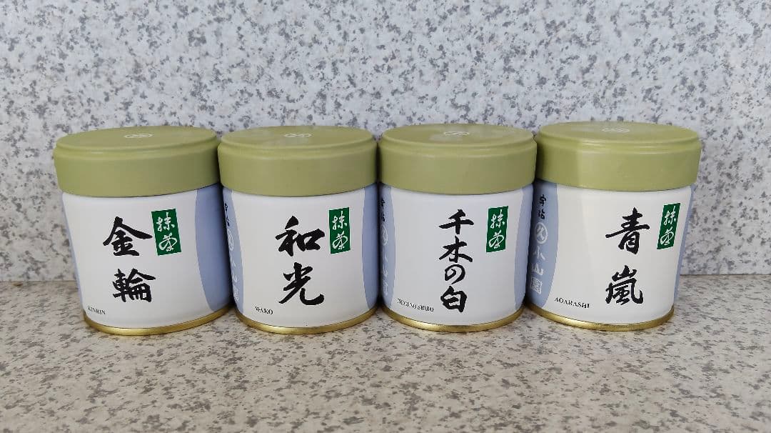 宇治 丸久小山園 抹茶 40g缶4種セット【金輪、和光、千木の白、青嵐】 抹茶 宇治 丸久小山園 青嵐 40g 缶詰（あおあらし） 薄茶 茶道 京都府