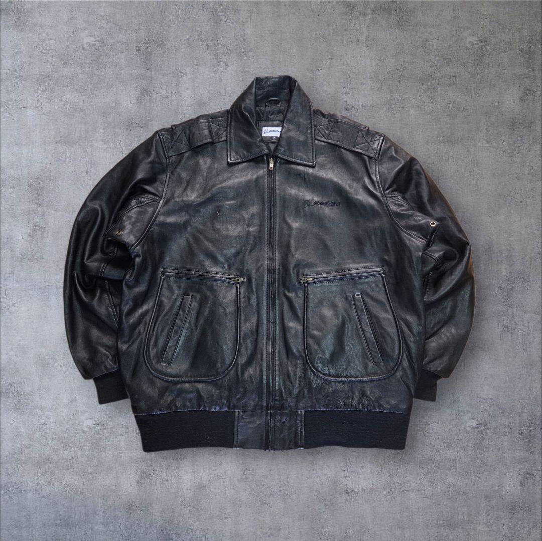 vintageカーコートBOEINGシングルライダースジャケット黒上質牛革ゆう様 DELUXE 「WILDTHING」 カウレザー カーコート