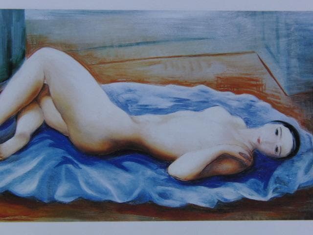 モイズ・キスリング、【横たわる裸婦】、希少な画集画、新品高級額 額装付