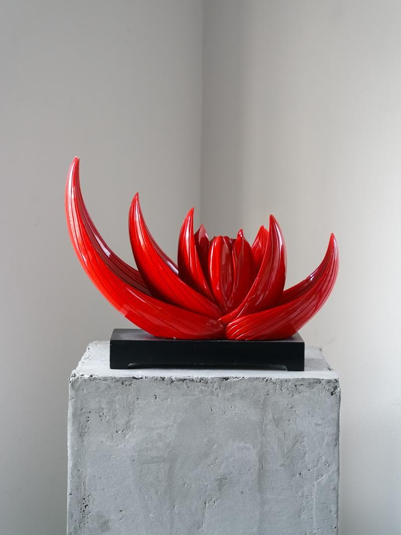 ポストモダン ヴィンテージオブジェ ロータス/蓮の花 アンティーク彫刻