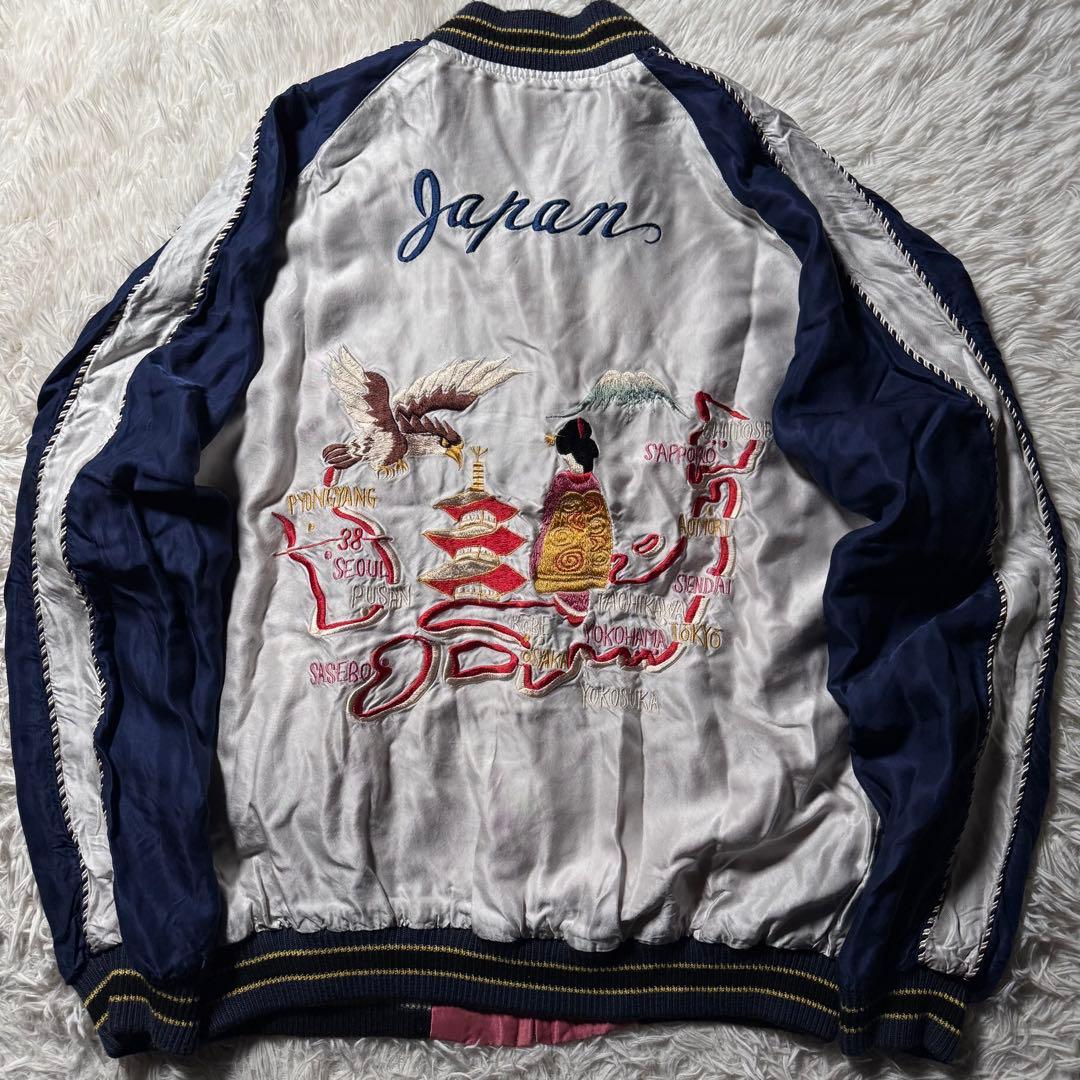 希少デザイン✨東洋エンタープライズ　スカジャン　リバーシブル　虎　鷹　和柄　L 鷹虎龍刺繍/別珍リバーシブルスカジャン Japanesque JSKJ-006 和柄