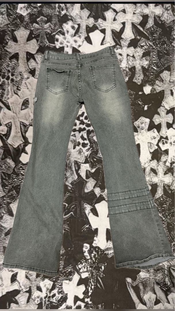 十字架 ジーンズ フレアデニム ギャル 平成 Y2K グランジ デニム