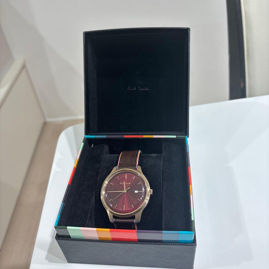 【美品】ポールスミス 時計 メンズ　ブラウン×バーガンディ