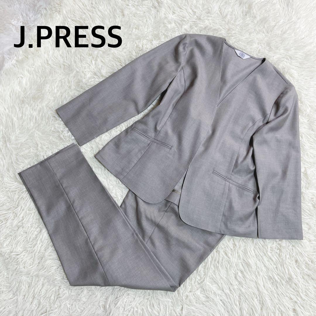 美品　ジェイプレス セットアップ ストレッチ　ノーカラー テーパード　洗える