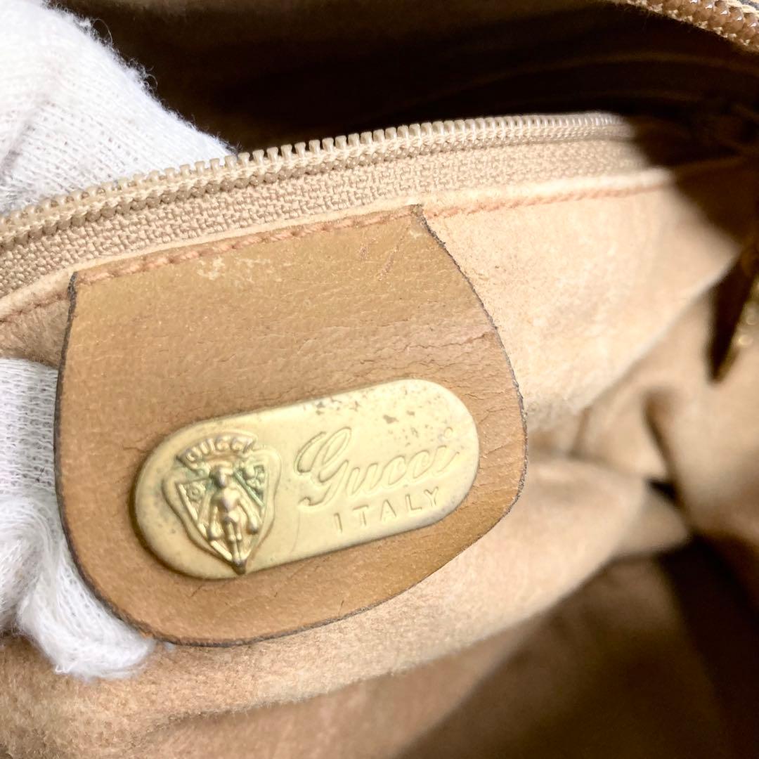 グッチ ボストンバッグ ハンド GG 金具 レザー 希少 金具 ロゴ 大容量