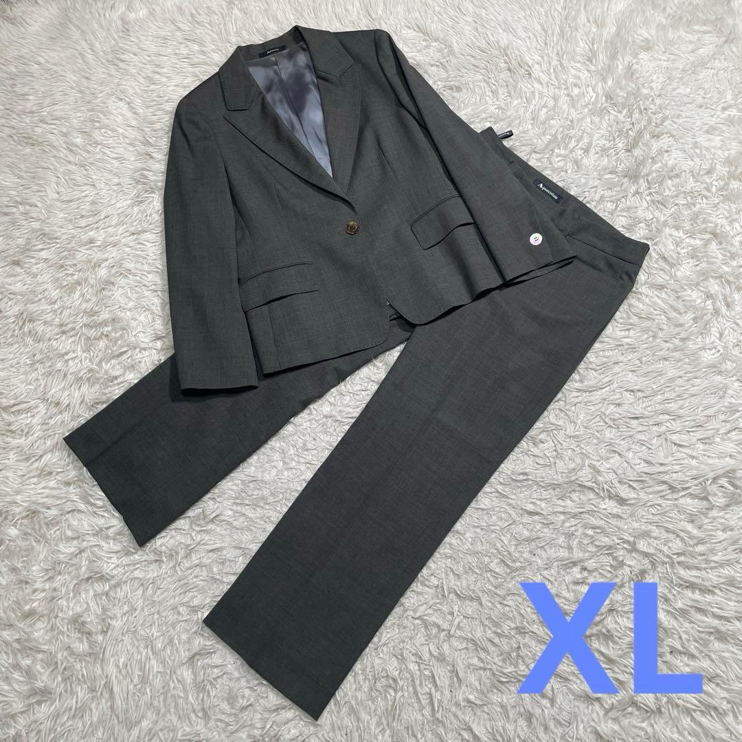 シルク混　アクアスキュータム　パンツスーツ　グレー　13 XL Aquascutum アクアスキュータム【3L】スラックス グレー シルク混