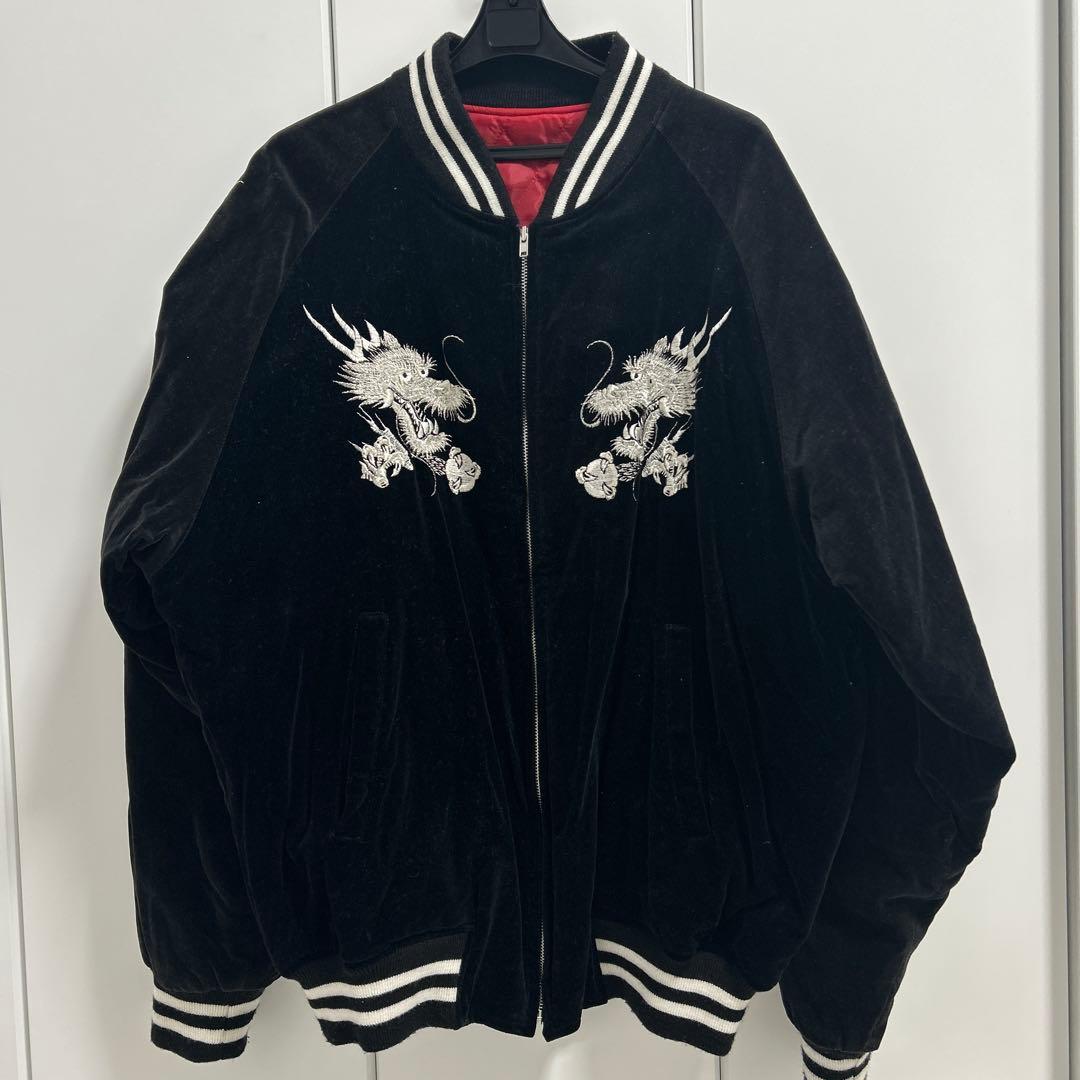 横須賀 スカジャン 黒 ドラゴン刺繍