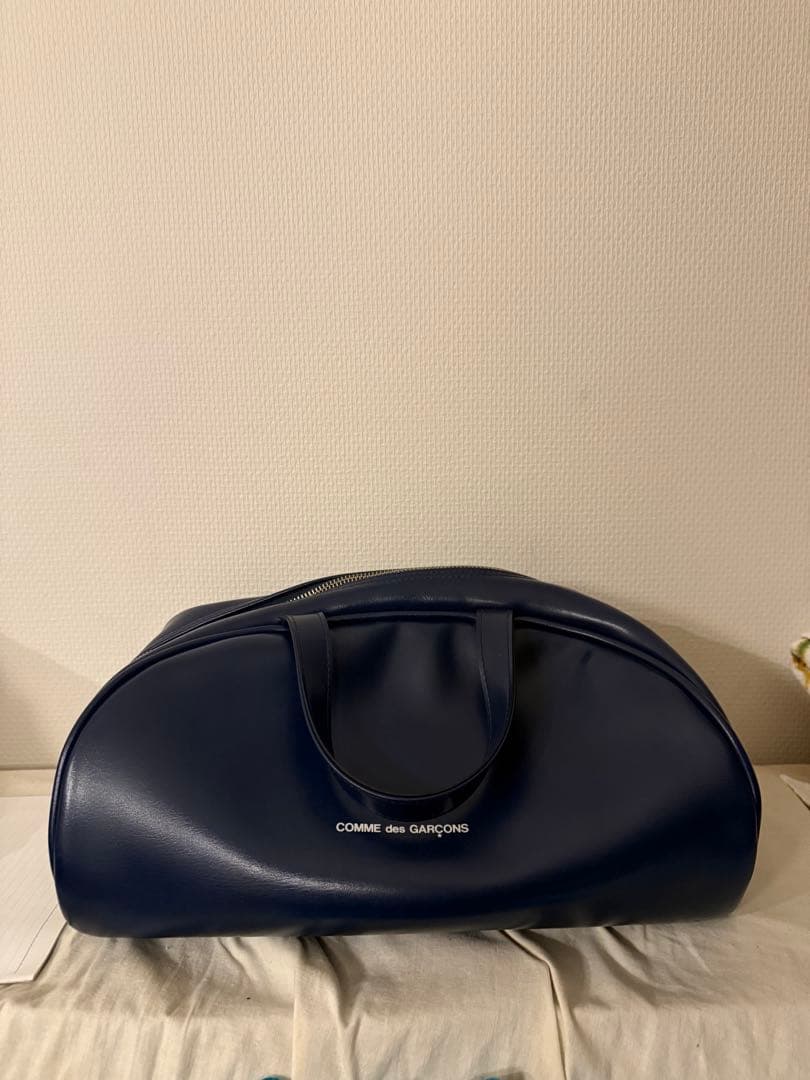 comme des garcons レザーボストンバッグ　ネイビー