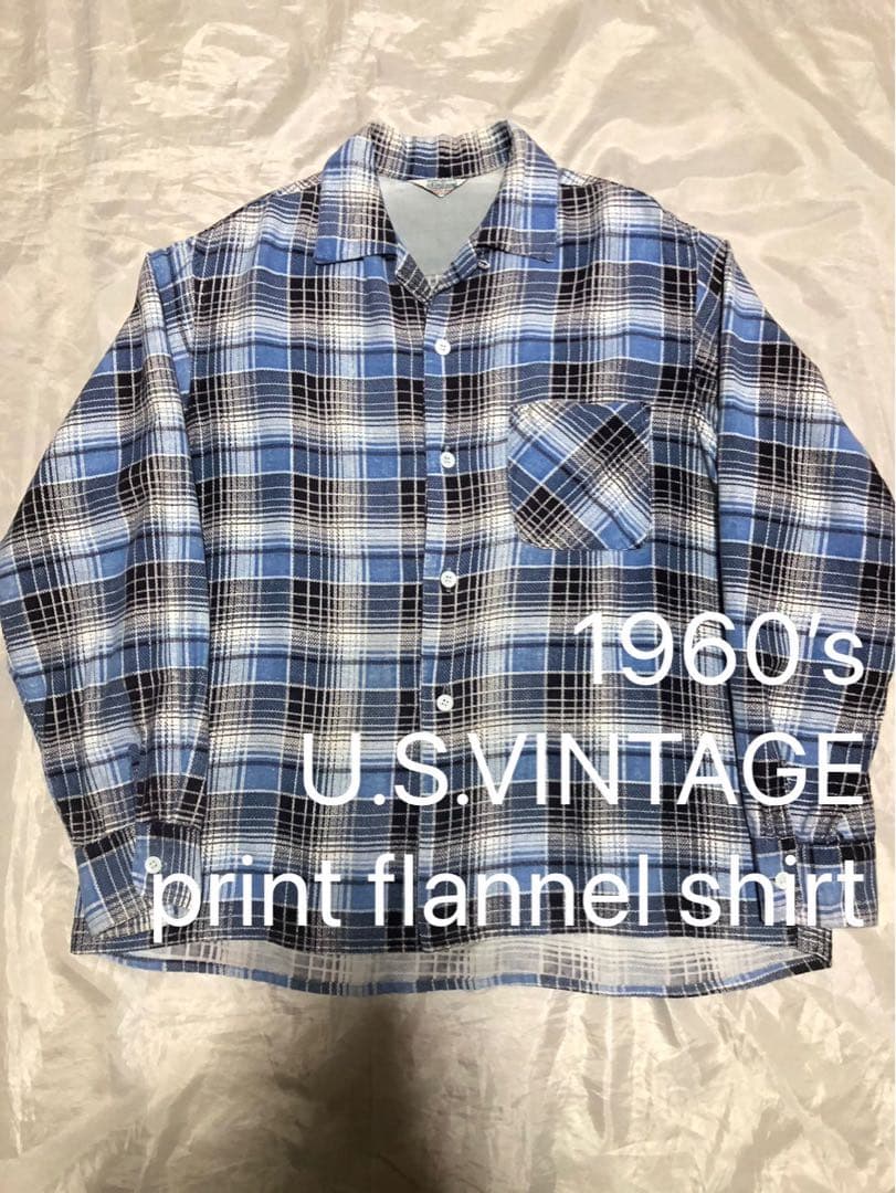 60s ヴィンテージ プリントネルシャツ プリネル - メルカリ