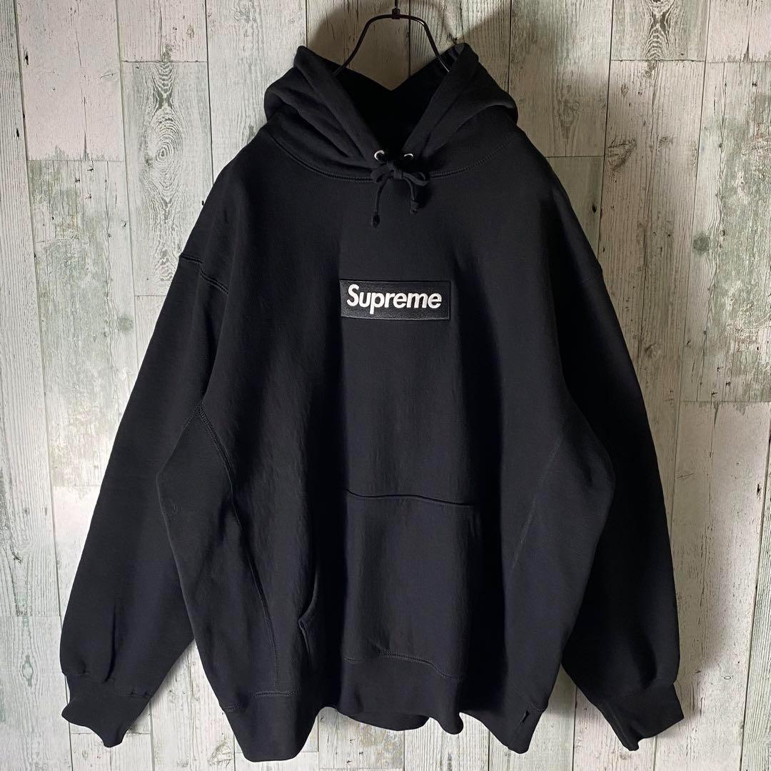 未使用品】シュプリーム☆ボックス刺繍ロゴパーカー 黒 L 入手困難 XL