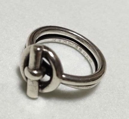 希少品 エルメス エシャペ 2連 リング 10号 シルバー