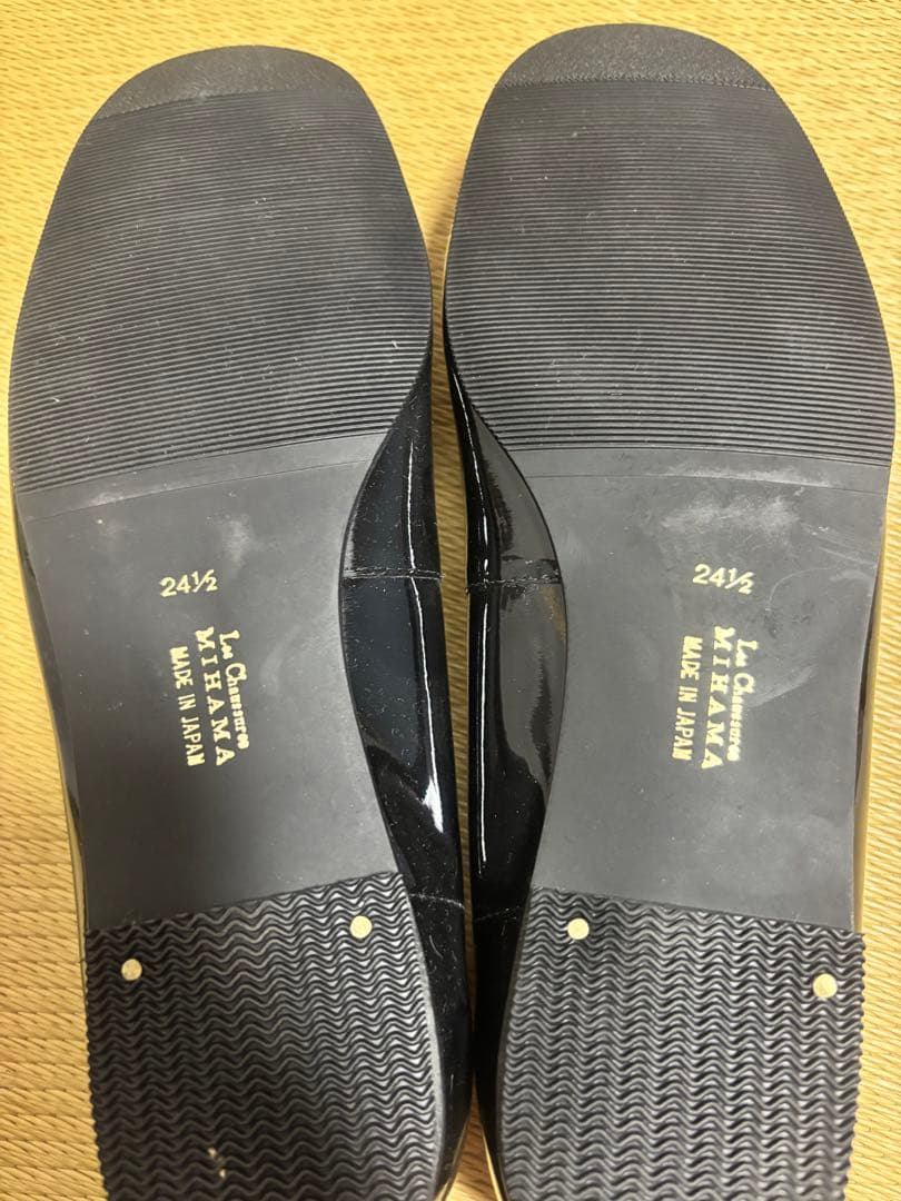 ミハマ　箱無し美品　バレエフラットシューズ ブラック 24.5cm