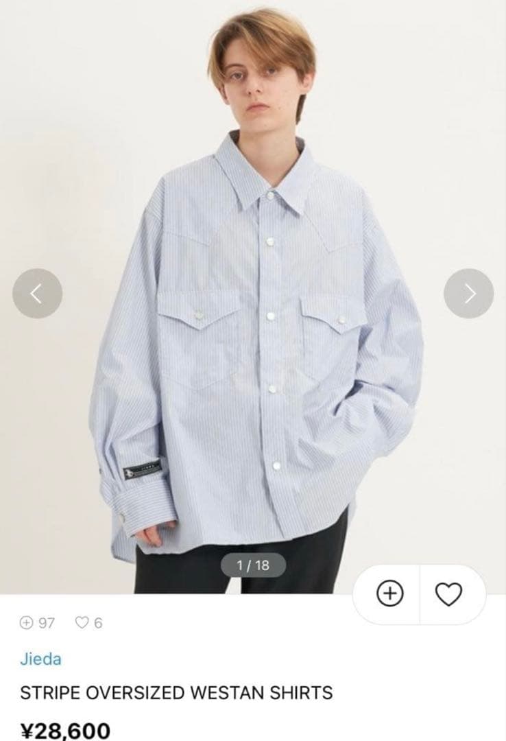 トップス Jieda STRIPE OVERSIZED WESTAN SHIRTS