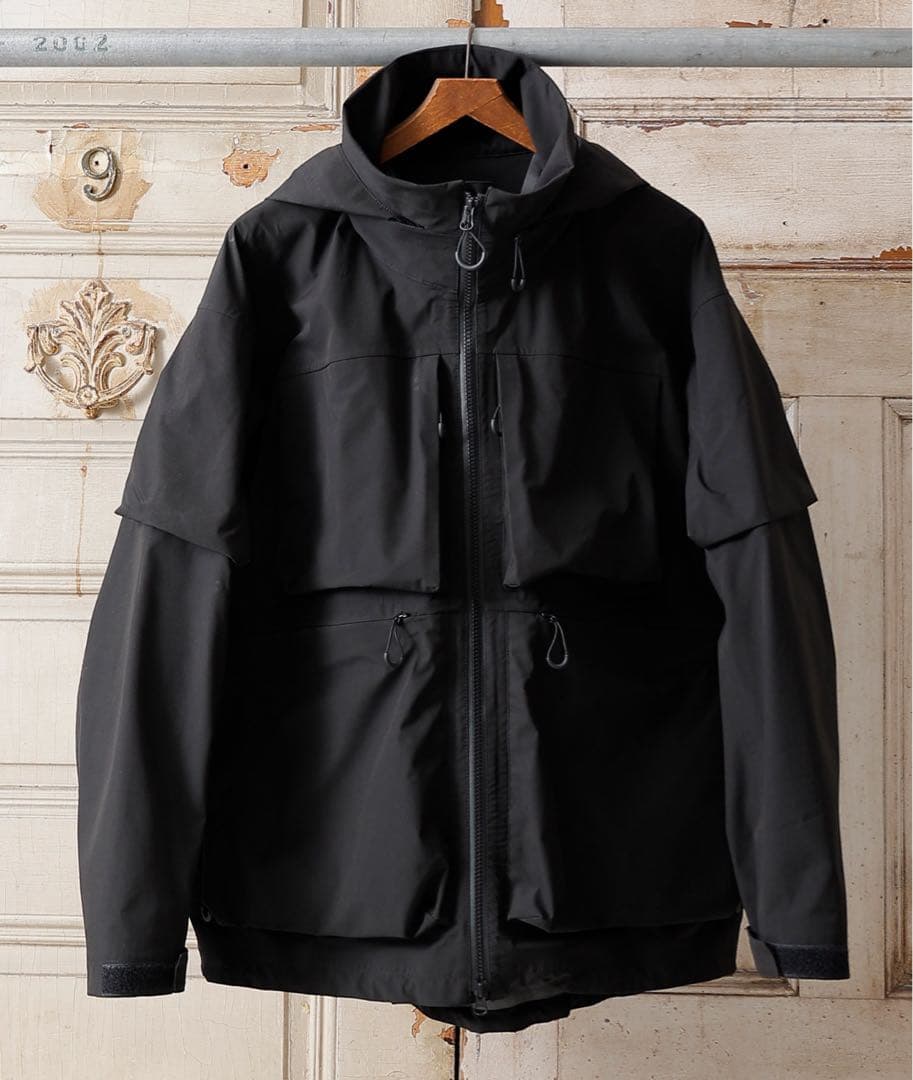 TECH JACKET マルチポケット 3レイヤー 黒 サイズ2 セール】TECH JACKET / マルチポケット 3レイヤー テックジャケット