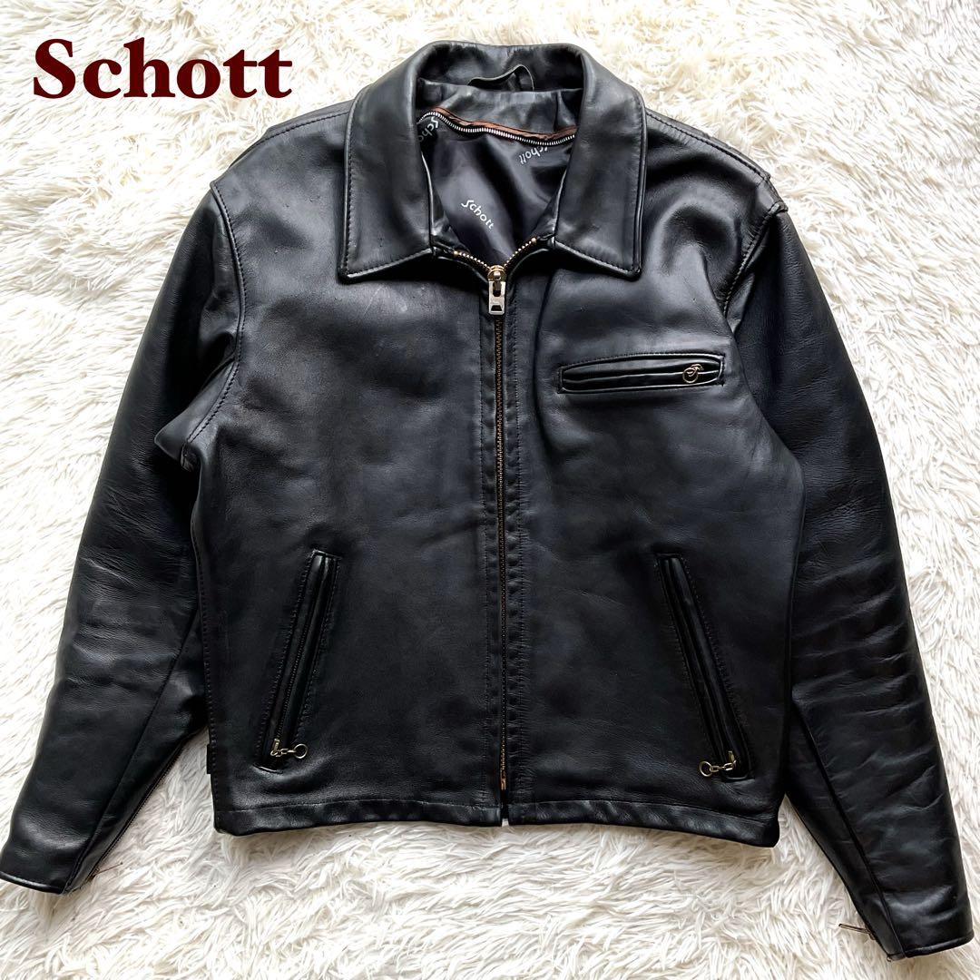 美品✨schott 642 レザージャケット　シングルライダース　牛革　40 黒 美品✨schott 642 レザージャケット シングルライダース 牛革 40 黒