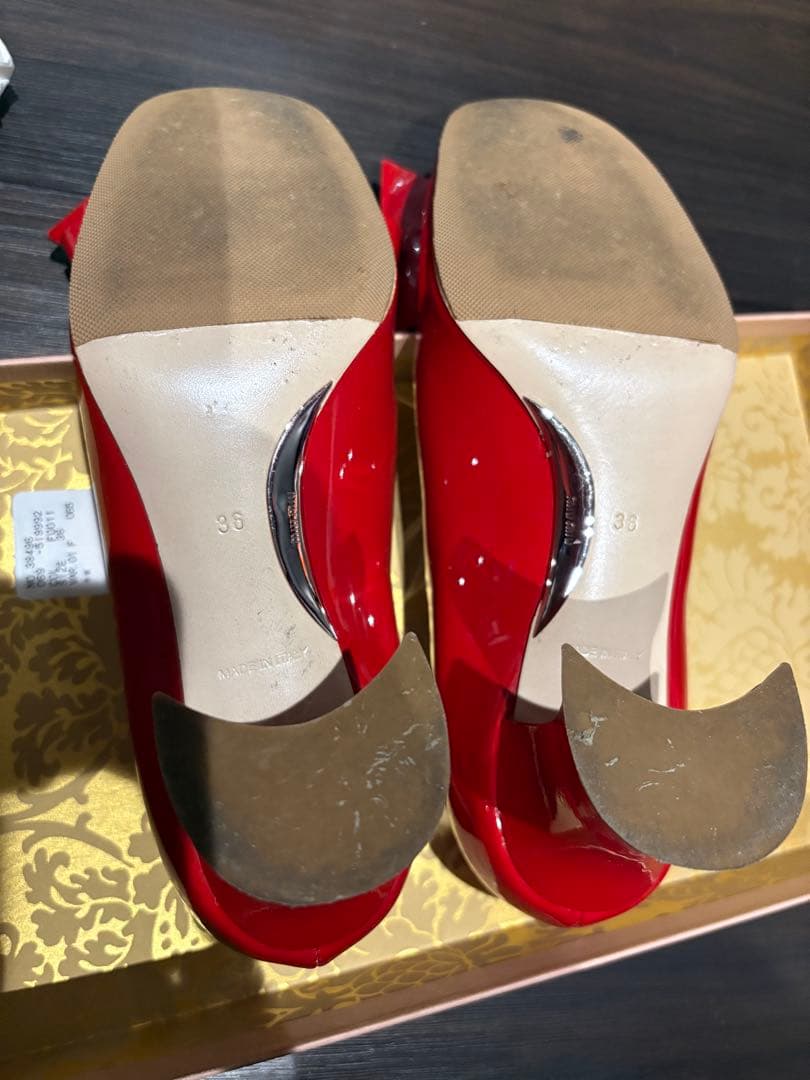 箱付き】MIU MIU ミュウミュウ 赤 エナメル リボン パンプス 36