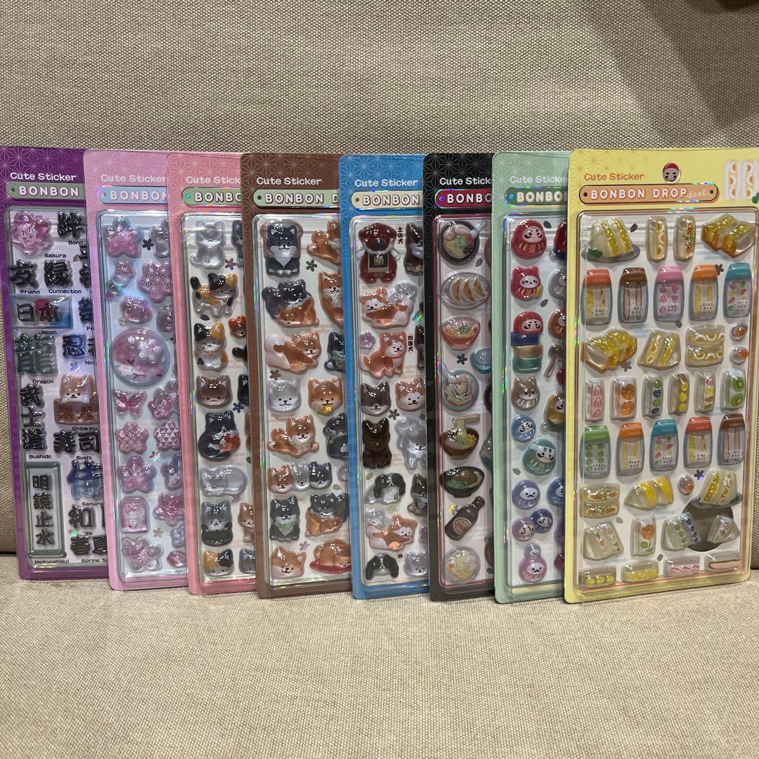 ボンボンドロップシール　和柄　新作　コンプリート Q-LiA（クーリア） 正規品 ボンボンドロップシール 和柄 シール 柴犬