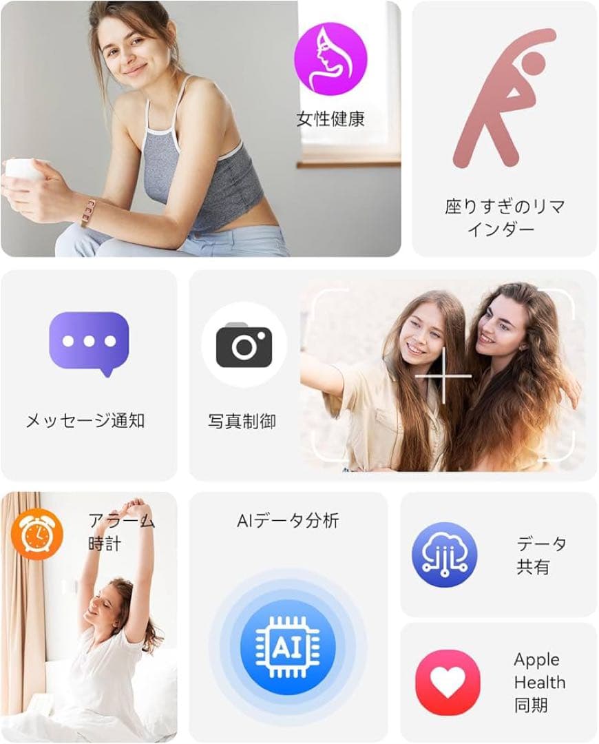 ◯レディーススマートバンド、ウェアラブル活動・フィットネス
