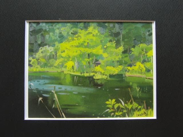 吉崎道治、【青嵐】、希少な画集画、新品高級額・額装付