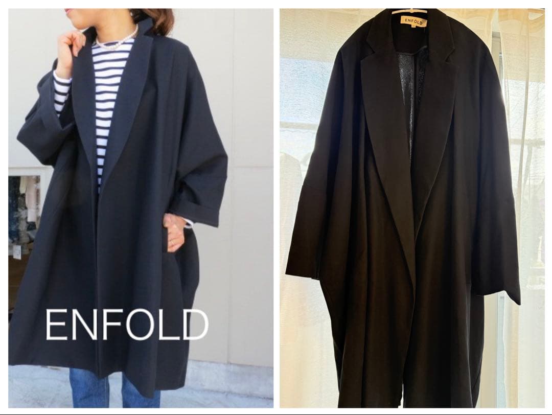 掲載12月内終了予定【ENFOLD】ネイビーワイドボックスコート