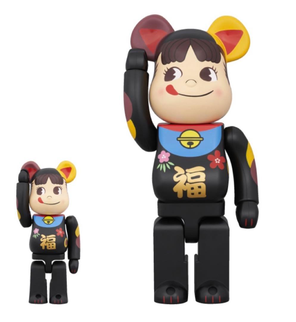 【新品】BE@RBRICK 招き猫 ペコちゃん 福 黒 100% & 400%