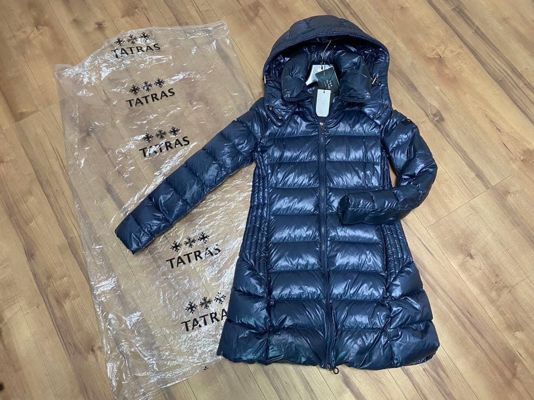 TATRAS BABILA フード付きネイビー ロングダウンジャケット 本物保証