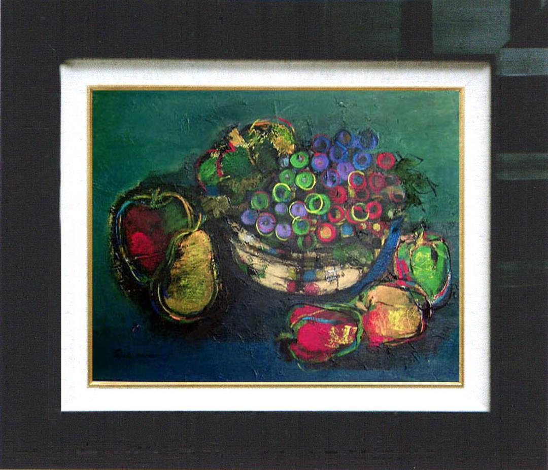 メルカリ 絵画絵額付き (白）油絵uF6-061204静物フルーツカップ