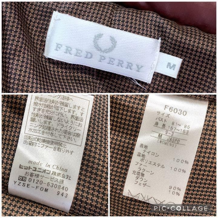 美品】FRED PERRY ファー フード ダウン ジャケット ボルドー - メルカリ