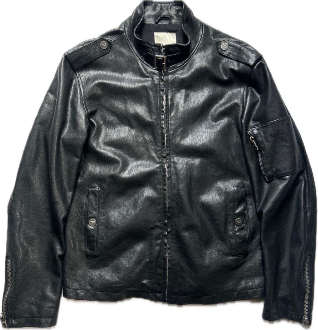 90s Dieselシングルライダース レザージャケット 羊革 size L DIESEL（ディーゼル） レザー ブルゾン メンズ 革ジャン ライダース