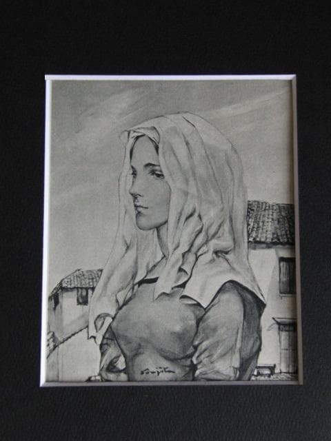 藤田嗣治、【少女 】、希少な限定額装用画集画、新品高級額 額装付