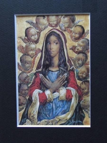 藤田嗣治、「Madona」、希少画集の額装画、人気作品